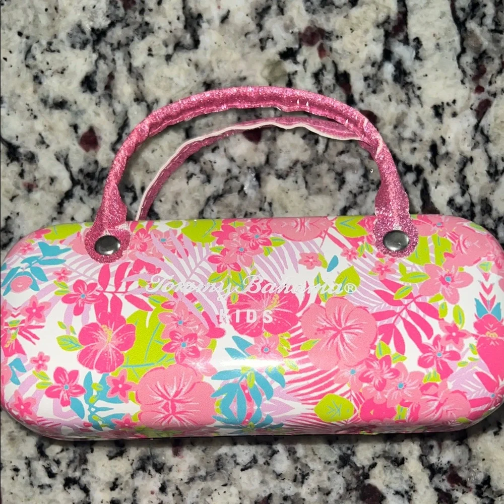 Tommy Bahama Kids Pink and Green Floral Sunglass Case